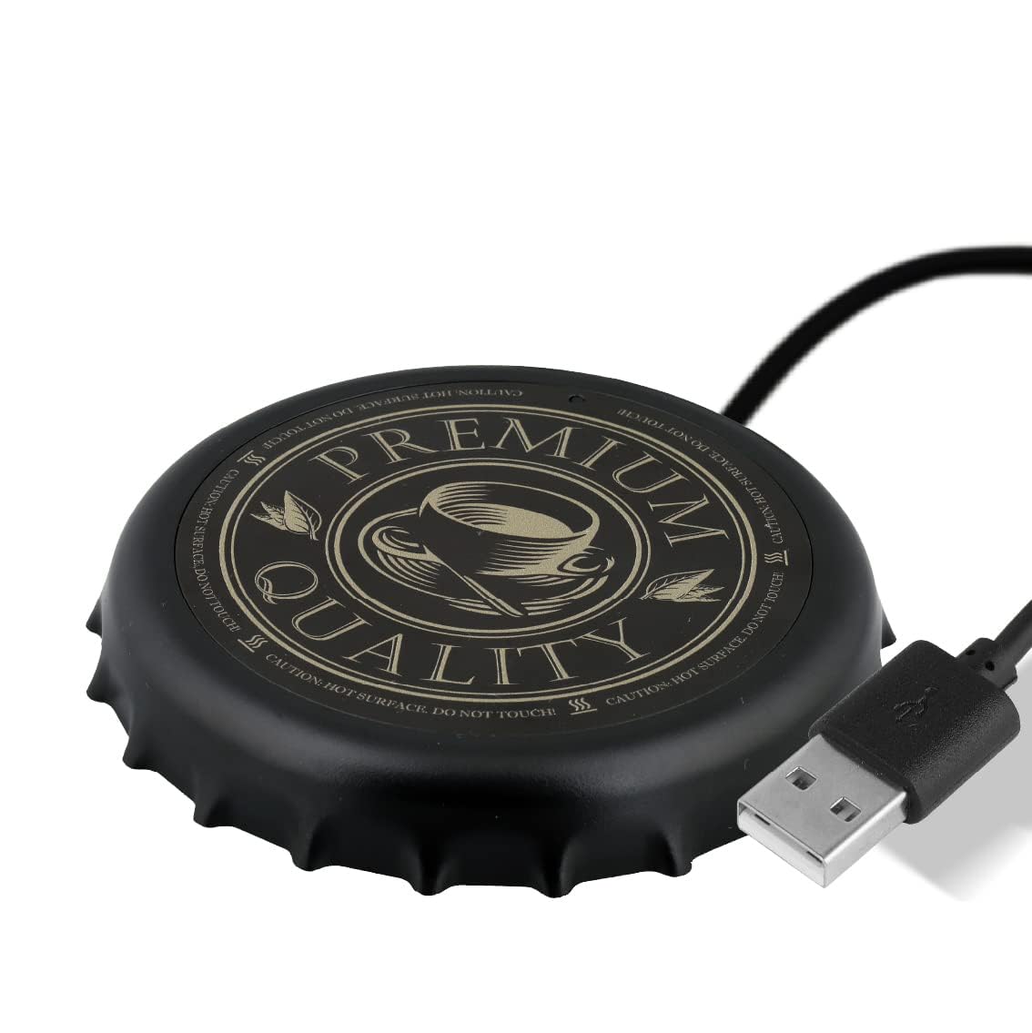 TERRIFI Cup Warmer Coaster Coffee Mug Warmer, USB Constant Temperature Heating Pad for Desktop, Beverage Insulation Coaster Heating Mug Mat Pad for Tea Coffee, Bottle Cap Shape, Black