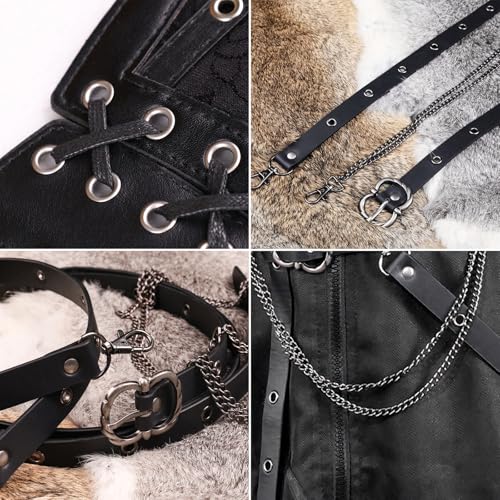 Vintage Women Waist Corset Belt Renaissance Underbust Corset Chain Belt Medieval Elastic Waist Belt for Gothic &Faire4
