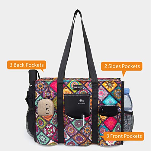 Image of TOPDesign Utility Water Resistant Tote Bag with 13 Pockets, Top Zipper Closure & Thick Bottom Support, for Working Women