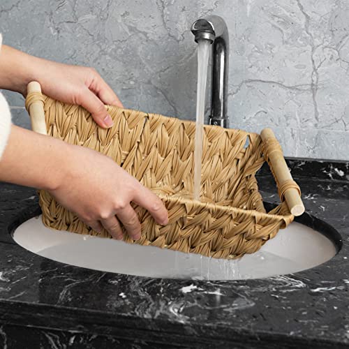 GRANNY SAYS Wicker Basket with Handles, Trapezoid Decorative Baskets Waterproof, Wicker Storage Baskets for Shelves, 2-Pack - Image 7
