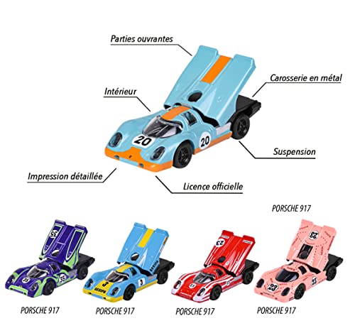 Majorette - Porsche 917 Giftpack - Voitures Miniatures en Métal - Echelle 1/64ème - Coffret 5 Véhicules - 212053171SM1