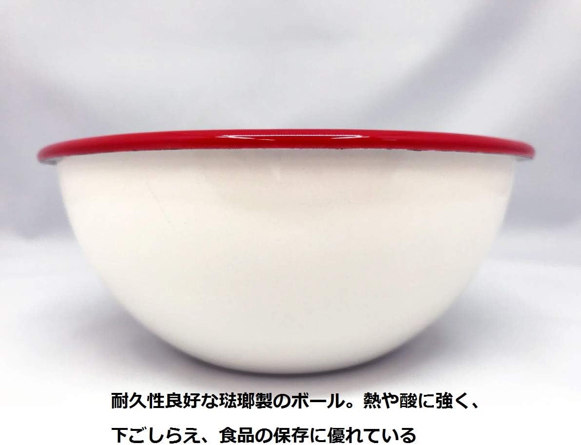 富士ホーロー Fuji Enamel BM-15B W Single Mouth Bowl, 5.9 inches (15 cm), 0.5 L., Hollow Graduation, White