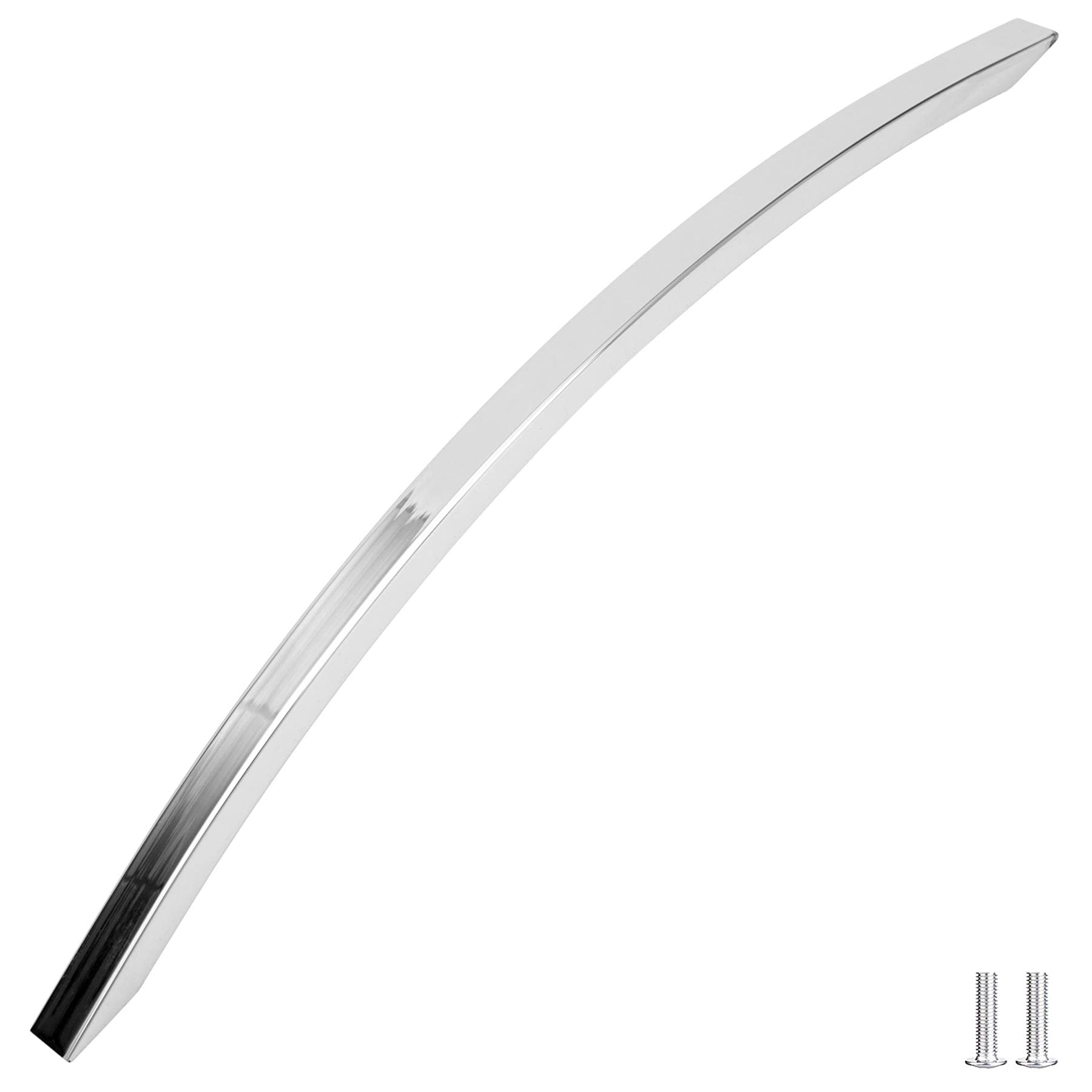 Decoranddecor Polished Chrome Slimline Kitchen Door Handles Cabinet Pulls Sleek Design - Smooth Lines 256Mm