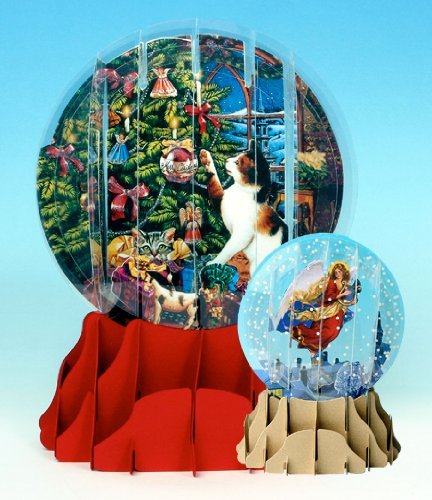 Christmas Greeting Card Pop-up 3-d Snow Globe Christmas Frolic