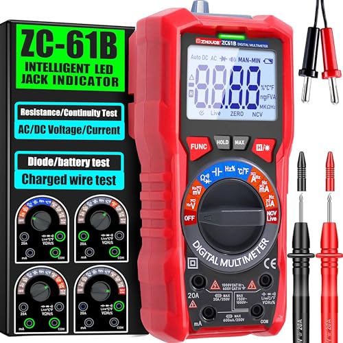 Image of Digital Multimeter TRMS 6000 Counting,with DC AC Voltmeter Ohm Volt Amp Meter Temperature Frequency NCV Measures Voltage Current Resistance Diode Continuity Capacitance, Home, Automotive Battery Test
