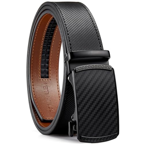 BOSTANTEN Men's Belt, Ratchet Belts for Men Leather Dress Casual with Adjustable Buckle, Cut for Fit
