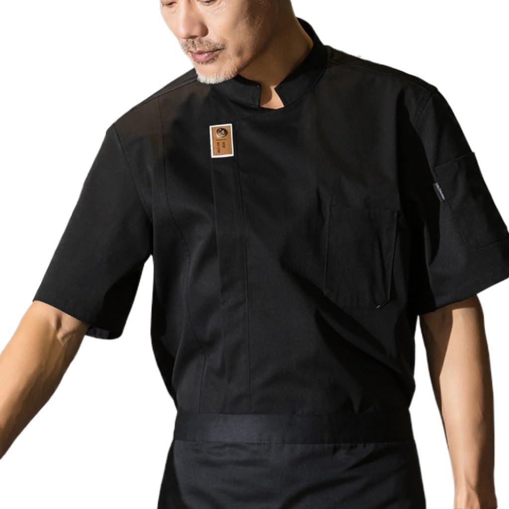 Unisex Chef Coat Mens Womens Kitchen Work Uniform Short Sleeve Cook Jacket Lightweight Button Chef Uniform