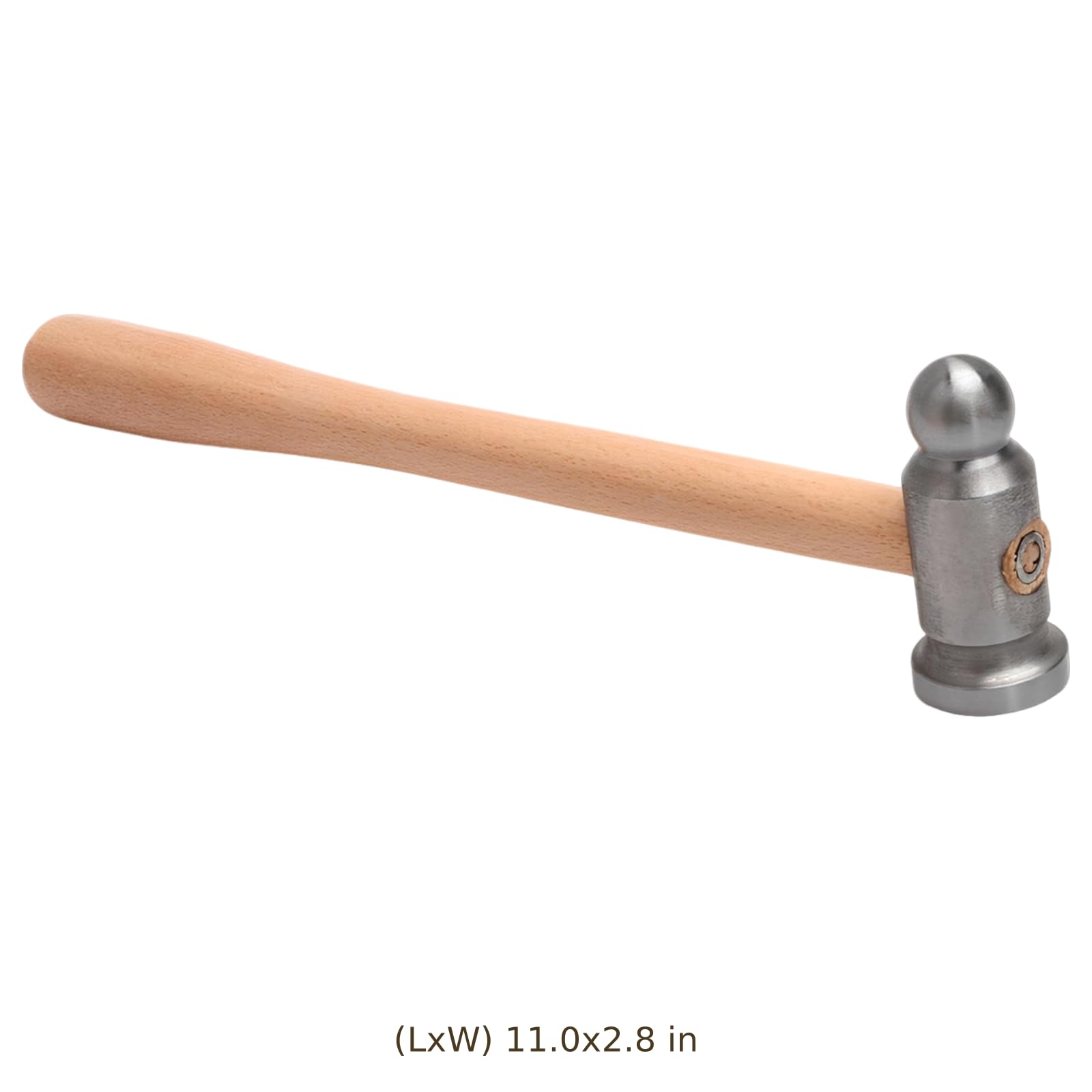 Rundhammer mit großem Kopf, Kugelhammer aus Metall und bequemen Griff aus Eschenholz, doppelseitiger kleiner Hammer für Schmieden, Holzarbeiten, Montage und Reparaturen im Haushalt