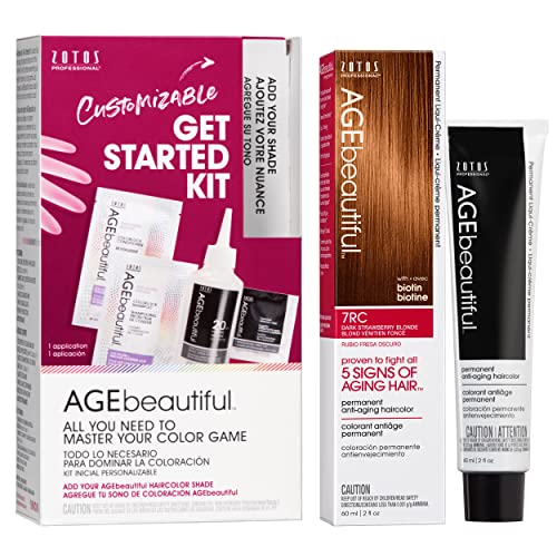 Image of AGE beautiful Permanent Hair Color Cream, 100% Gray Coverage Hair Dye with Biotin Anti-Aging Formula for Fuller, Thicker Hair, Professional Salon Quality
