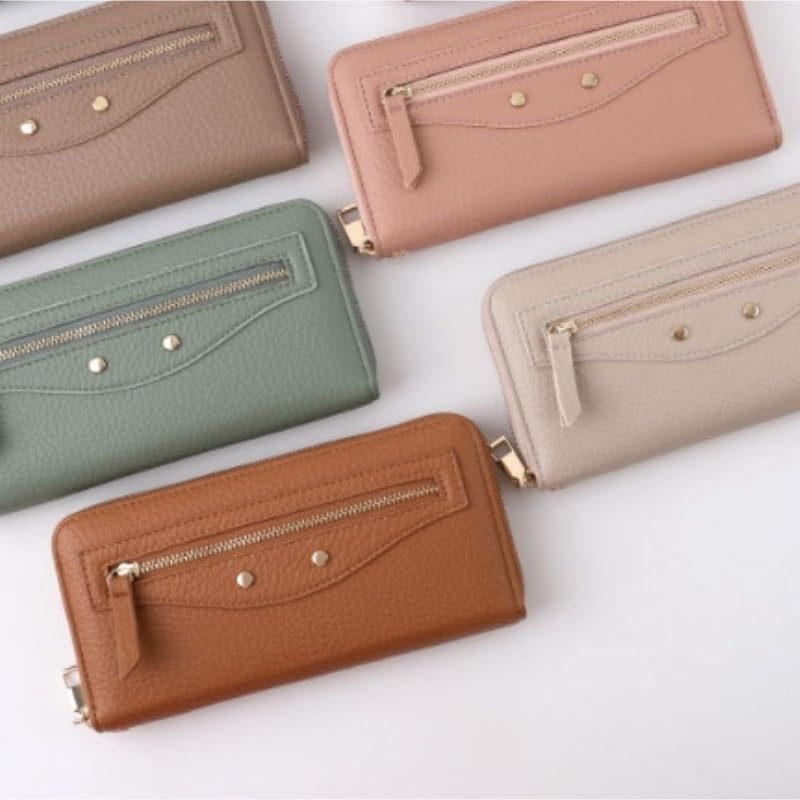 Zipper Women's Long Wallet Women's Patterned Coin Purse(Beige)2