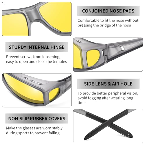 Image of URUMQI Night Vision Driving Glasses Fit Over Eyeglasses for Men Women