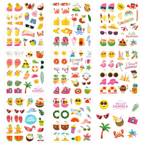 262 Stück Sommer Sticker Kinder, 16 Blatt Sticker Urlaub,Cartoon...