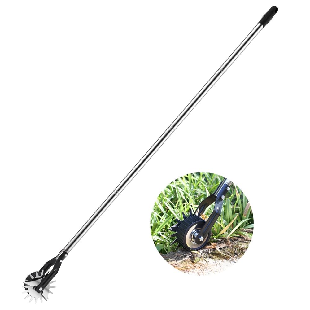 Herramienta de corte de bordes manual con rueda, cortadora de césped giratoria, tijeras de borde de césped para aceras de jardín (1,2 m)