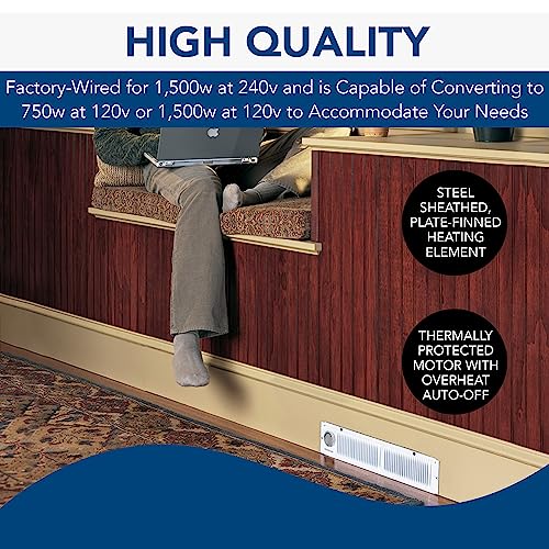 Image of Broan-NuTone 112 Kickspace Wall Heater with Built-In Thermostat for Residential and Commercial Kick Spaces, White