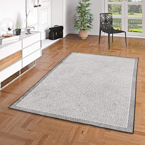 Tapis plat double-face Pergamon Hampton noir chiné grand format résistant - 5