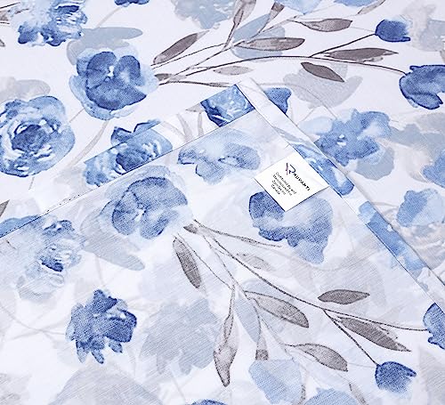 RUVANTI 100% Cotton Sheets Queen Size Set, 4 Pieces, Soft & Breathable Percale Weave Bedding, Deep Pocket 16", Hotel Standard, Crisp Cool Feeling, Durable, Perfect Floral Bed Sheet, Monotones