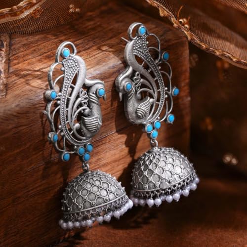 Image of Rubans Jhumka Earrings for Women & Girls | Wedding Jhumki Traditional Fashion Oxidised Ethnic Designer Jewellery Statement Gift