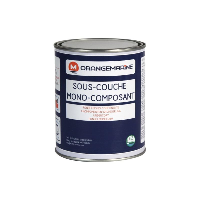 Orangemarine Sous-couche Mono-composante pour Laque Marine – Apprêt Primaire Universel, Gris, Pour Bateaux (Supports Polyester/Bois/Acier/Aluminium), 0,75 L...