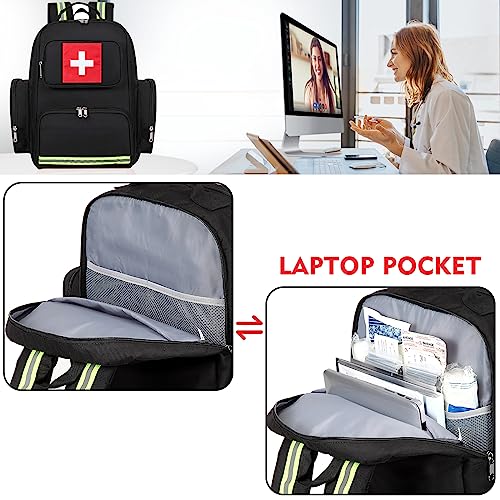 Image of Gatycallaty First Aid Backpack Medical Emt First Responder Bag Empty Ems Emergency Home Health Hiking Trauma Travel Camping (Black, Large)