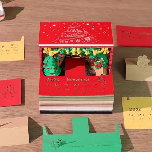 Calendrier de bureau bloc-notes de Noël 2026 avec éclairage LED pour maison et école - 2