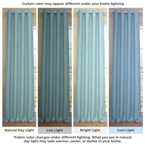 Image of HPD Half Price Drapes - Grommet Faux Linen Curtains for Living Room (1 Panel) - 50W X 84L - Textured Room Darkening Curtains for Bedroom 84 Inches Long - Drapes for Home Decor, Sea Thistle