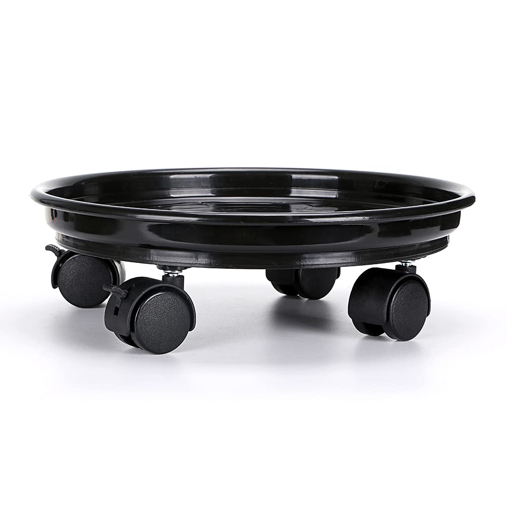 Sottovasi Con Ruote Skelang 30 Cm (2 Pezzi) - Portavasi Con 4 Ruote Frenanti, Capacità 80 Kg, Nero