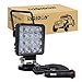 RIGIDON 1 Pcs 10 cm 4 pouces 48W feux de travail aimanté, phare de travail led carré, 12V 24V lampe de travail led avec base magnétique, led floodlights pour offroad Voiture camions SUV 4x4 tracteur