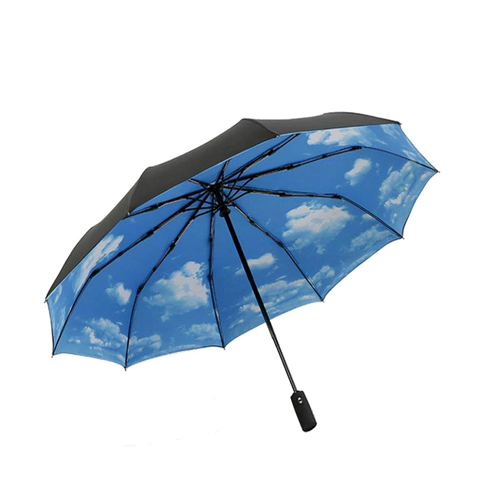 Mengshen Travel Umbrella, 10 Ribs Windproof Teflon Coating, Automatic Open Strong Oversized Rain Umbrellas KS05P