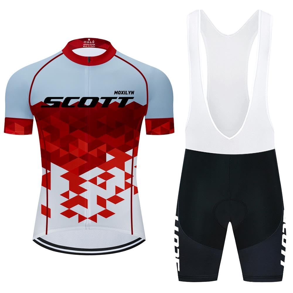 Moxilyn Abbigliamento Ciclismo Set Manica Corta Tuta Ciclismo Uomo Completo Ciclismo Estivo per Bici da MTB con Pantaloncini Imbottiti in Gel Traspirante