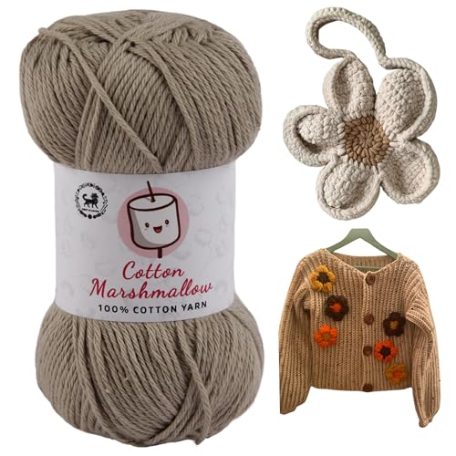 Image of NESTNHAVEN Cotton Marshmallow 100% Cotton Yarn - (50 g, 130 m) - Luxury Yarn for Crochet, Amigurumi, Embroidery, Toys, Garments, Flowers and Hobby Projects (Coffee)