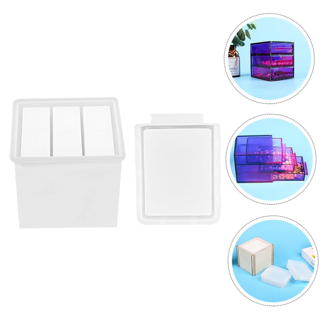 DOITOOL 2 Set Stampi Silicone per Mold per Creare Scatole Decorative Fai da Te Materiale Flessibile e Resistente per Gioielli e