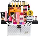 Maleta Super Completa Grande Maquiagem Profissional Linda kit presente esponja maquiagem pincel maquiagem mascara de cilios paleta de sombras presente feminino base lapis de olho (Pele Branca)