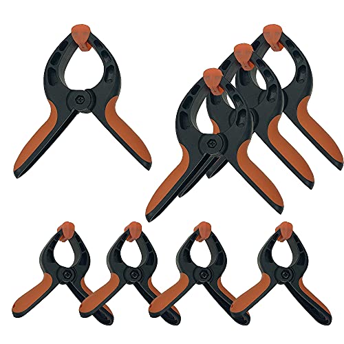 2 Different Size/ 8 Pcs Nylon Spring Clamps, Durable and Powerful Spring Clip Design with Non-Slip Handle 6''(4pcs) And 4''(4pcs)