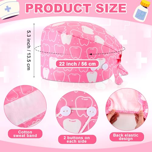 Image of Unittype 4 Pcs Nurse Caps for Women Nursing Working Caps with Button and Sweatband Adjustable Elastic Scrub Hats for Dentist