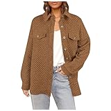 SCBFDI Chaqueta Verano Mujer, Chaqueta Cortaviento Mujer Ligero Button Down Abrigo Bomber Cuello con Solapa Manga Larga Chaquetas Acolchadas Oversiaed con Bolsillos, Cazadora Vaquera Mujer Elegante