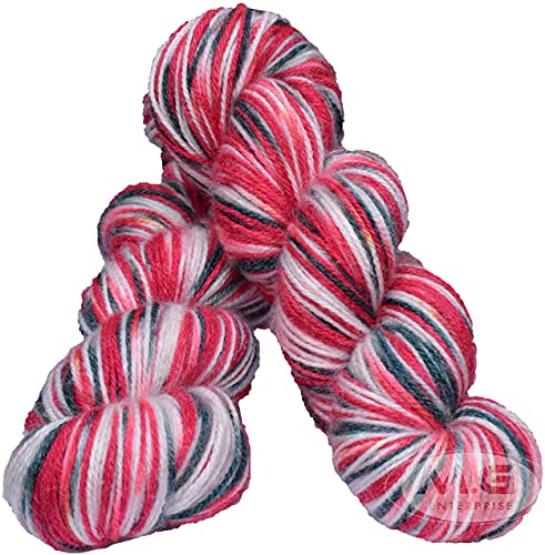 Image of M.G ENTERPRISE Os wal Red Berry 2 (400 gm) Wool Hank Hand Knitting Wool /Art Craft Soft Fingering Crochet Hook Yarn, Needle Knitting Yarn Thread dye H