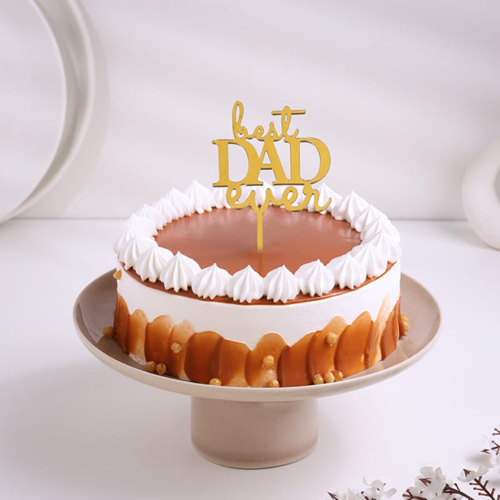 FlowerAura Delicious Fresh 0.5Kg Love Dad Butterscotch Eggless Cake For Birthday Gift & Fathers Day Cake For Dad | Father | Papa | Father-In-Law | Appa (Same Day Delivery)-image-26