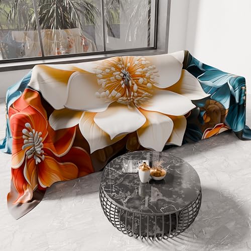 PETTI Artigiani Italiani - Spring Summer Double Bedspread Light Blanket Double Bed Linen Bedspread Floral 05-10 100% Made in Italy