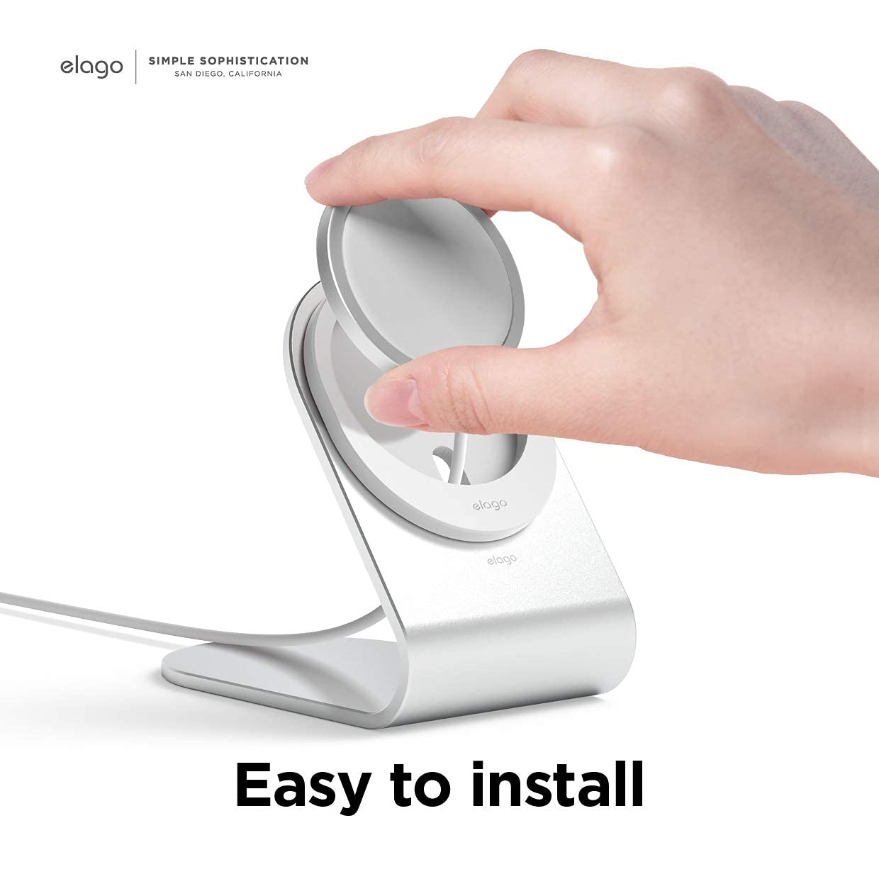 elago MS3 Supporto di Ricarica Compatibile con Caricatore MagSafe - Supporto in Alluminio Compatibile con i Modelli di iPhone 15, 14,13,12, Progettato per Modalità StandBy [Caricatore Non Incluso]