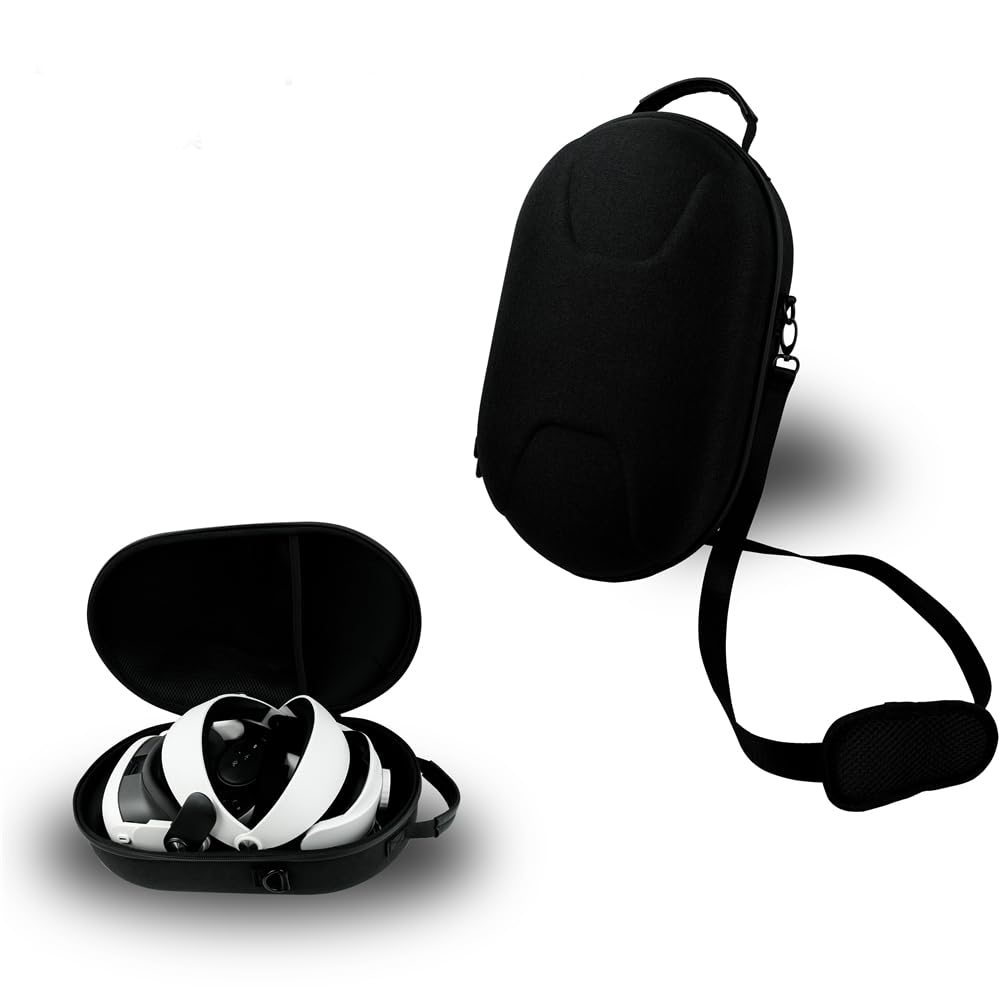 Housse de Transport VR pour Meta Quest 3,Boîte de Protection de Voyage Sac de Rangement Antichoc pour Casque de Jeu VR et manettes tactiles,avec bandoulière, 38 * 24 * 15.5cm