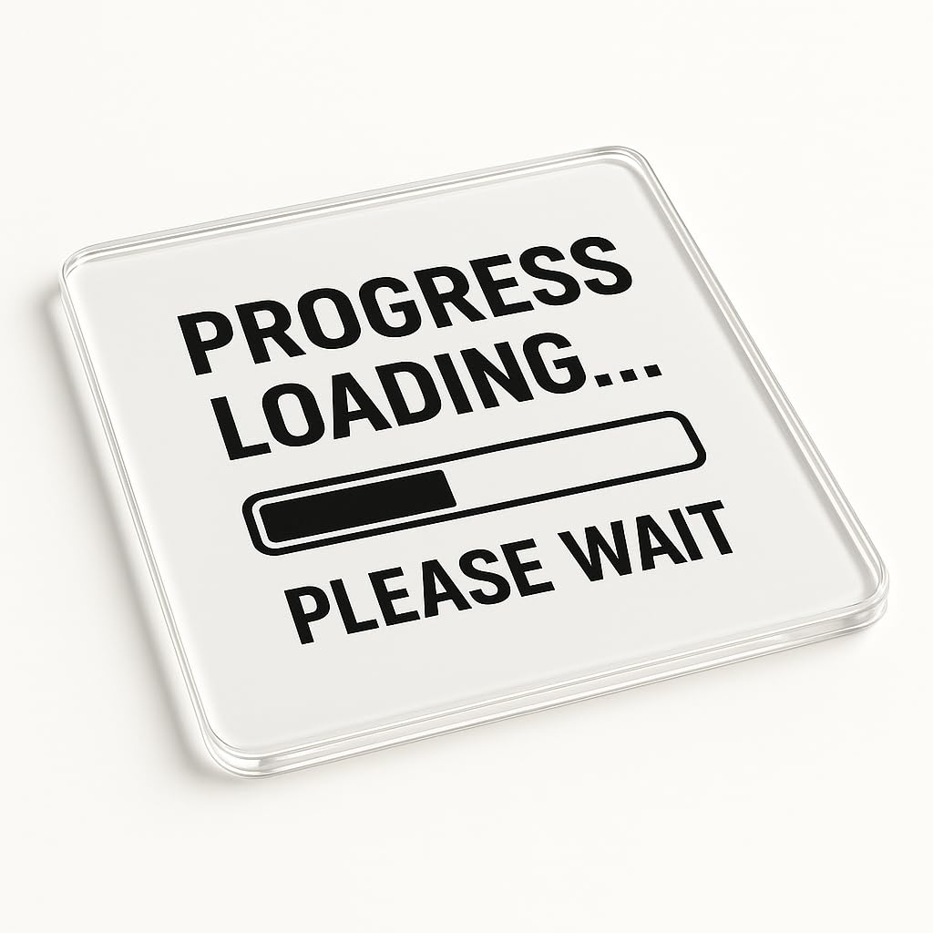 The Plum Penguin Loading Humor Acrylic Coaster Gift With Humorous Loading Design - Witty Office Desk Accessory For Colleague Secret Santa