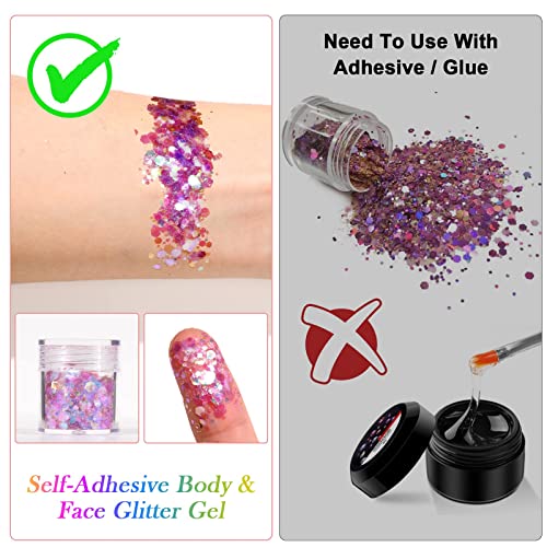 AOOWU Chunky Glitter, 12 Colors Luminous Festival Glitter with Gel, Nail Glitter Powder - Image 4
