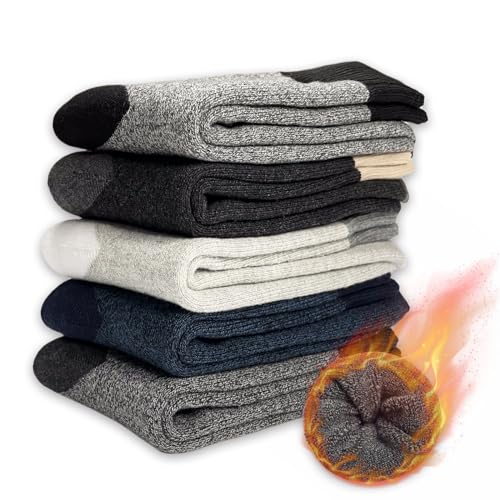 MOSOTECH 5 Pares Calcetines Térmicos Hombre de Invierno - Gruesa Cálidos y Transpirables, Rizo Suave para Regalos Hombres, Talla Única 39-45 MOSOTECH 5 Pares Calcetines Térmicos Hombre de Invierno - Gruesa Cálidos y Transpirables, Rizo Suave para Regalos Hombres, Talla Única 39-45