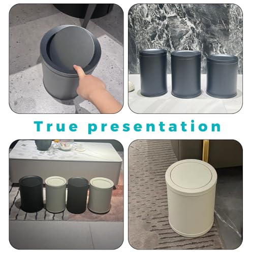 Image of 2.3 /9L Gallon Metal Trash Can with Lid,Black,Light Luxury,Elegant Garbage Can,Bathroom Waste Basket,for Living Room,Home,Bedroom,Office,Bank,Under Desk(9L-Black)
