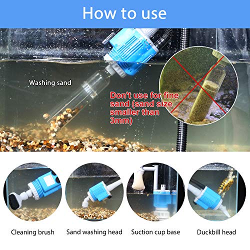Boxtech Electric Aquarium Cleaner, 12V DC/28W Auto Fish Tank Gravel Cleaning kit 6 in 1 Change Water and Wash Sand Filter for Aquarium 10-200 Gallon - Thumbnail 5
