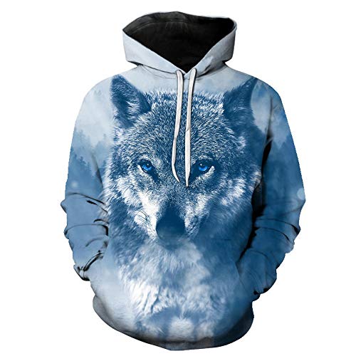 COAOBO Unisex Niños Niñas 3D Sudaderas,Niños Adolescente Niña Niño Sudaderas con Capucha 3D Estampado Animal Lobo Gráfico Sudadera Bolsillo Pulóver con Capucha para 4-16Y-150Cm Cover