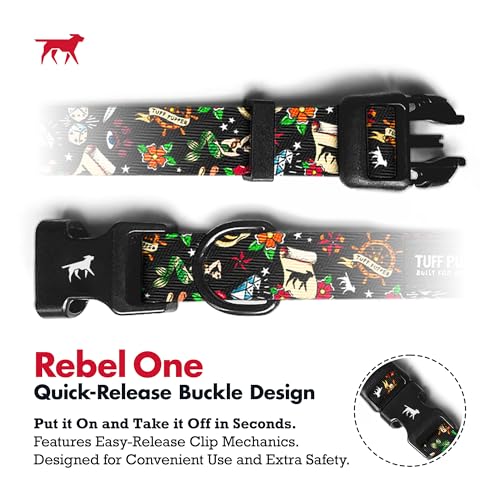 Image of Tuff Pupper Premium Adjustable Dog Collar for Small Boy Dogs, Stylish Pattern Collars Designed in USA, Quick Release Buckle, Rebel One Print for Male Dogs, Small (0.7 Inch Wide x 8-12 Inch Neck)
