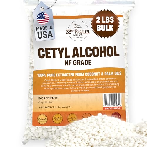 Cetyl Alcohol NF Grade (2 lbs / 32 oz) 100% Pure Extracted from Coconut & Palm Oils. Premium Granules Cetyl Alcohol for Lotion Making Creams Scrubs Shampoos Conditioners Moisturizers | 2 Pound