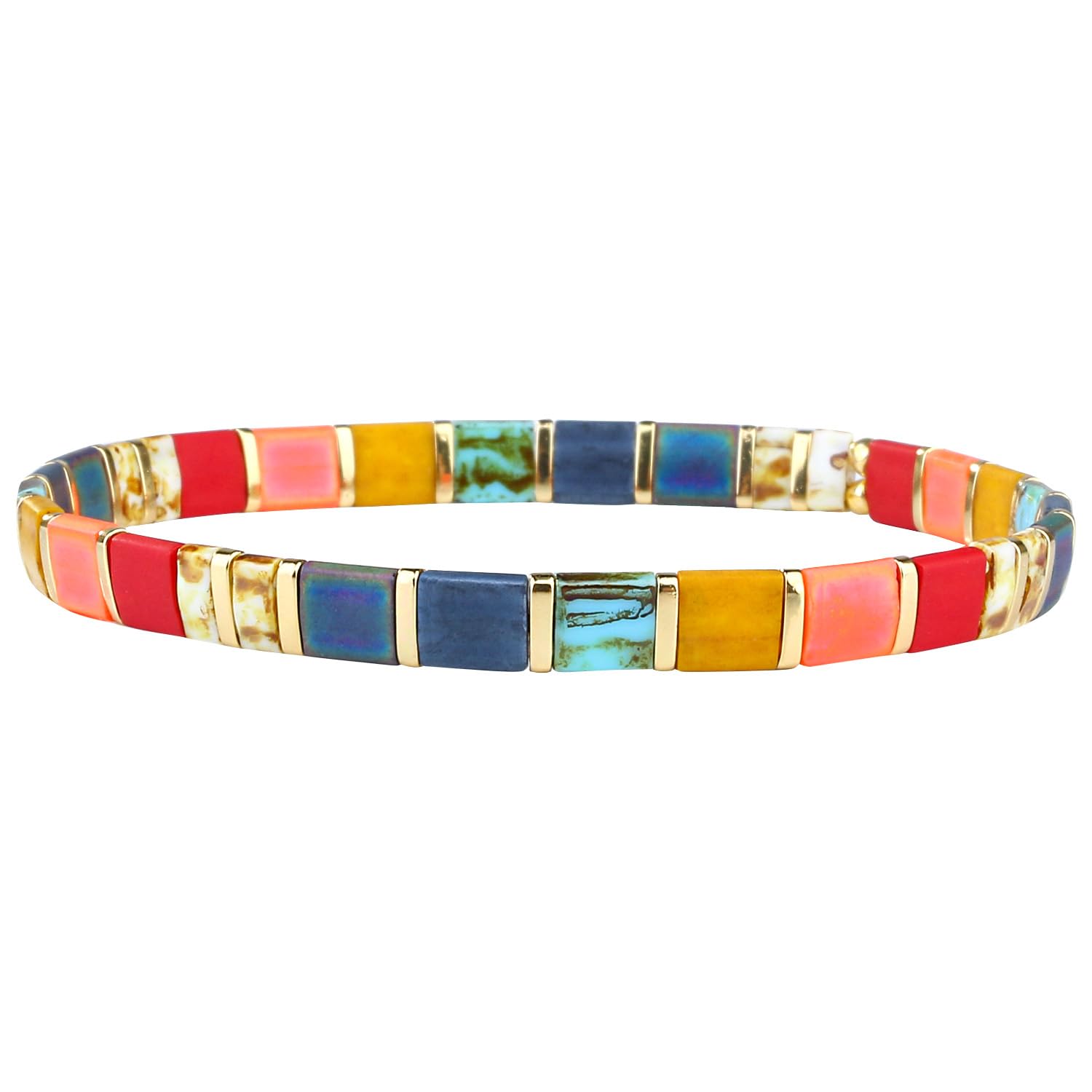 KELITCH Frauen Stretchy Armband mit Perlen Strang Trendy täglichen Schmuck für Frauen stapelbar Armband Freundschaft Geschenk