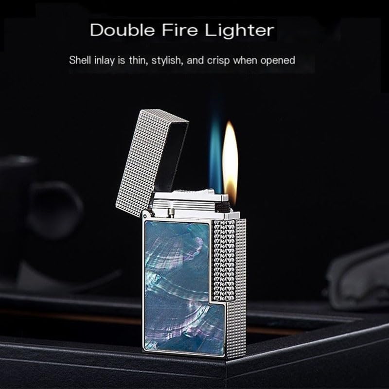 Encendedor de gas recargable doble llama cobre dorado miniatura 2